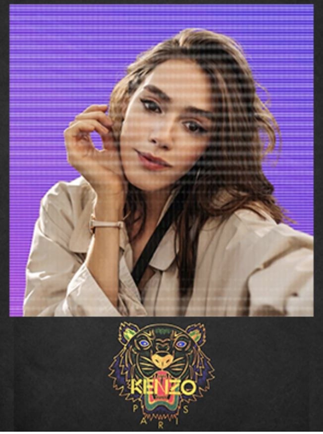 Portrait photo of a lady with a purple Background