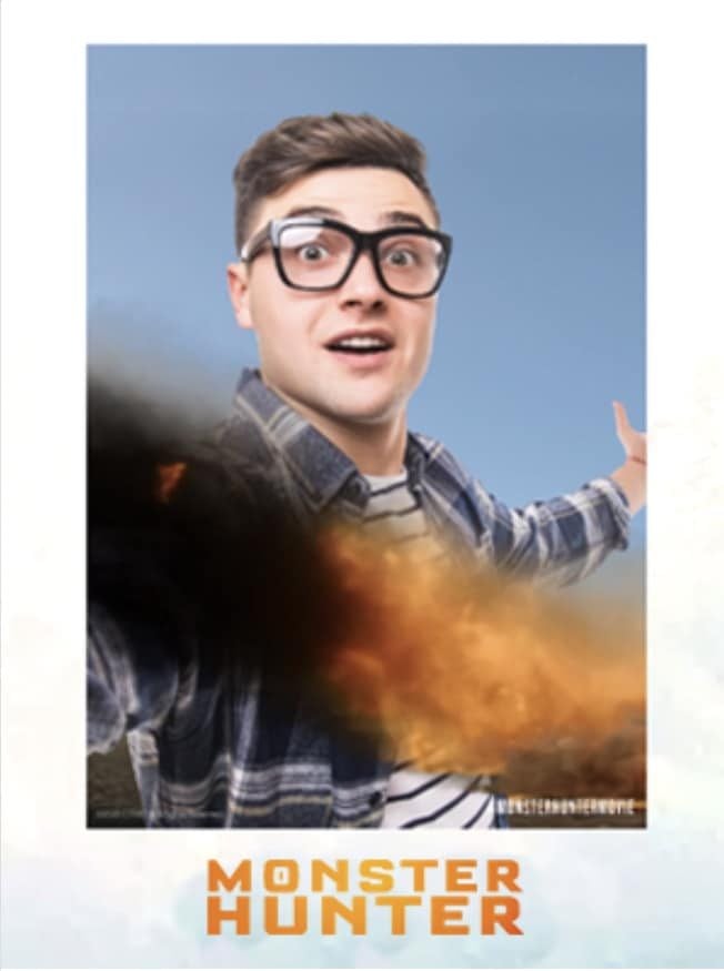 Animated overlay of a Mosnter hunter promotion for the Virtual booth