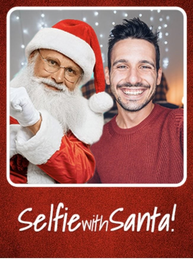 Portrait photo with Santa claus for a christmas promotion