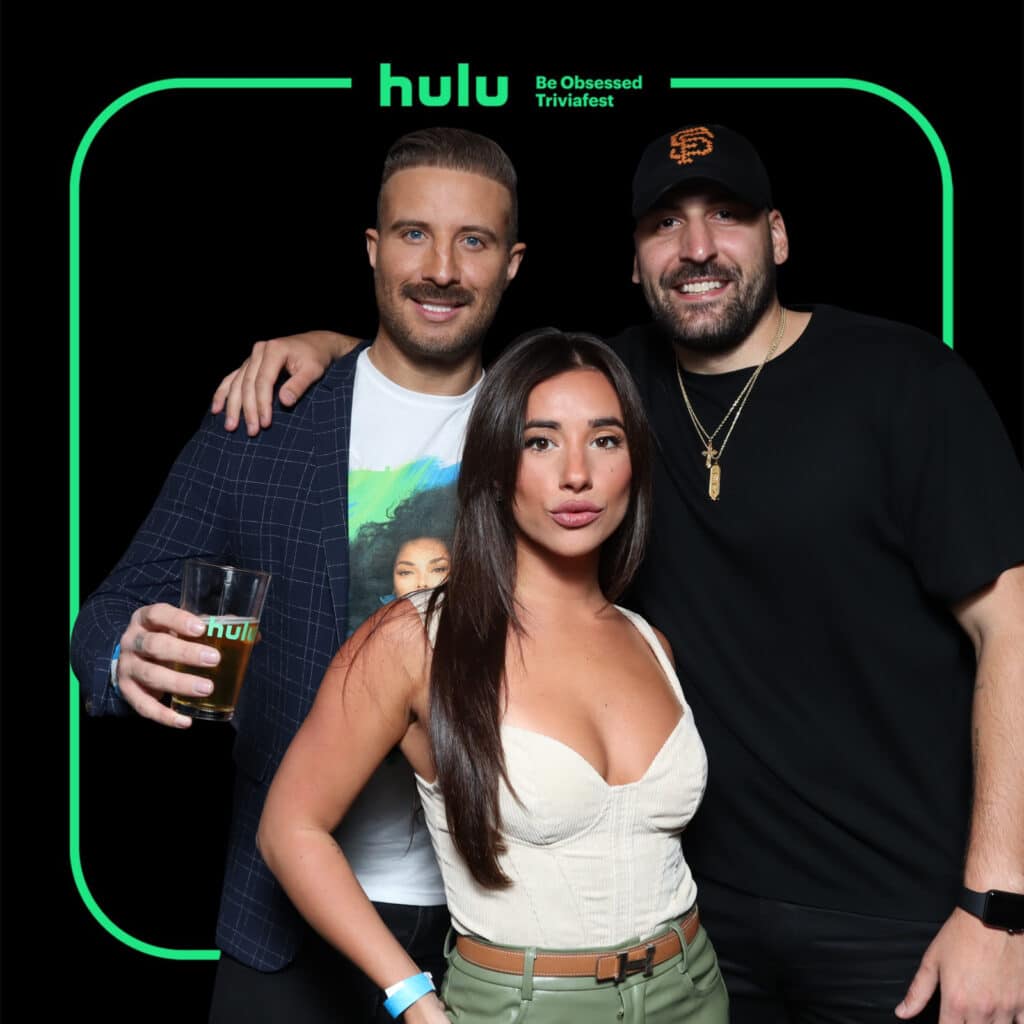 Gourp of people using the Hulu Photo Booth