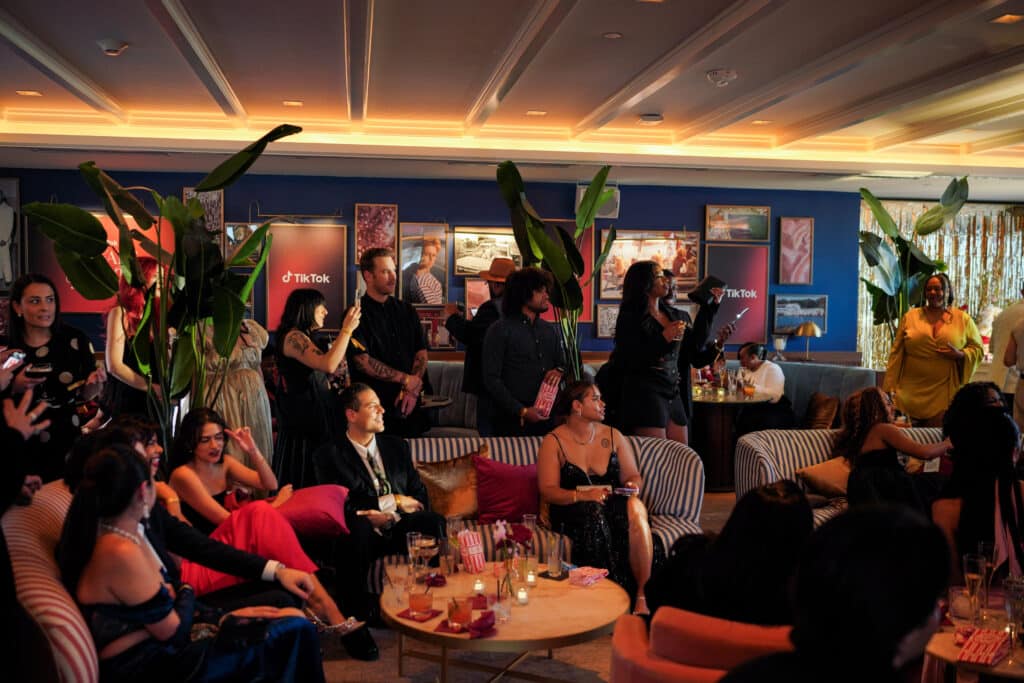 People gathered at the TikTok Oscars event