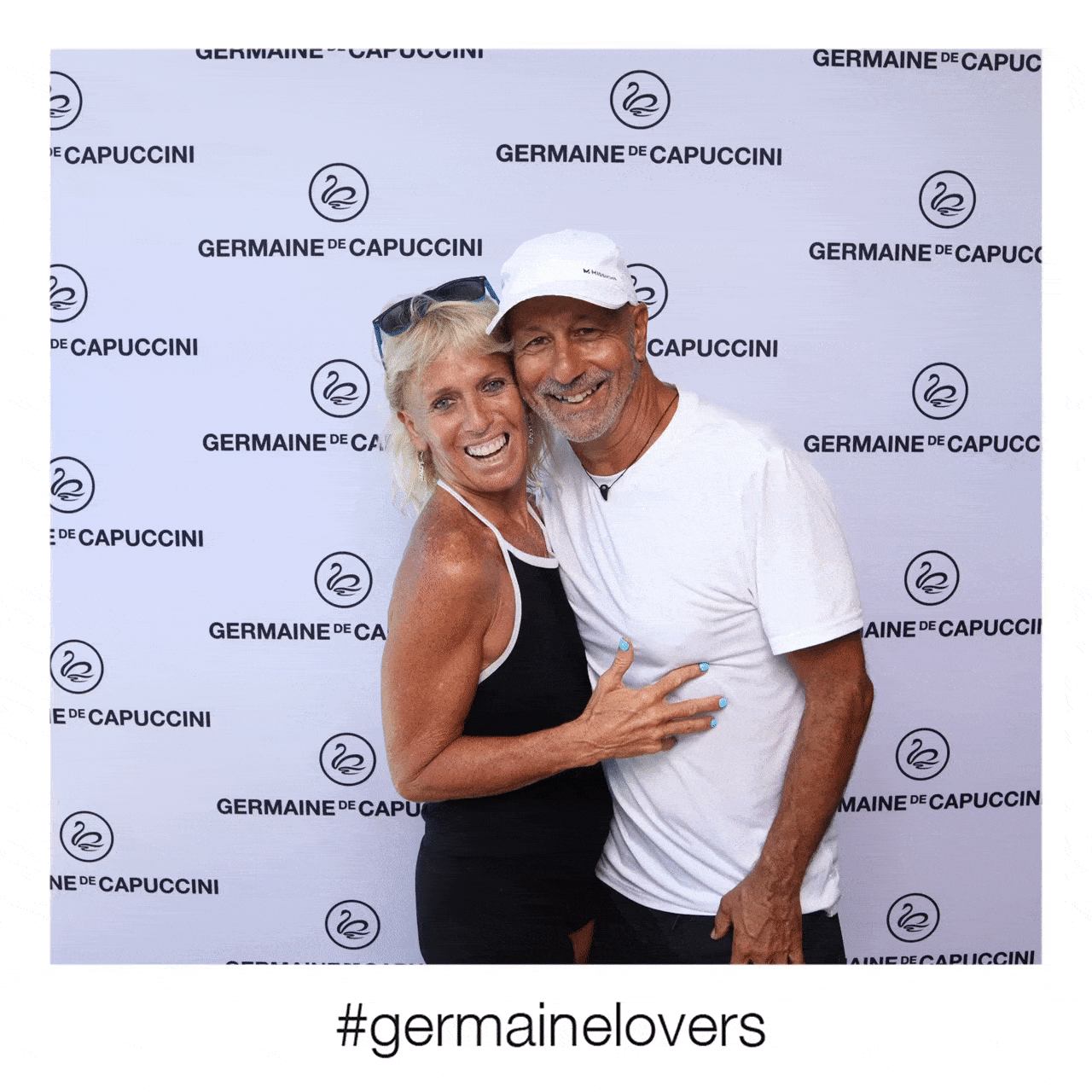 Couple posing for the GIF booth