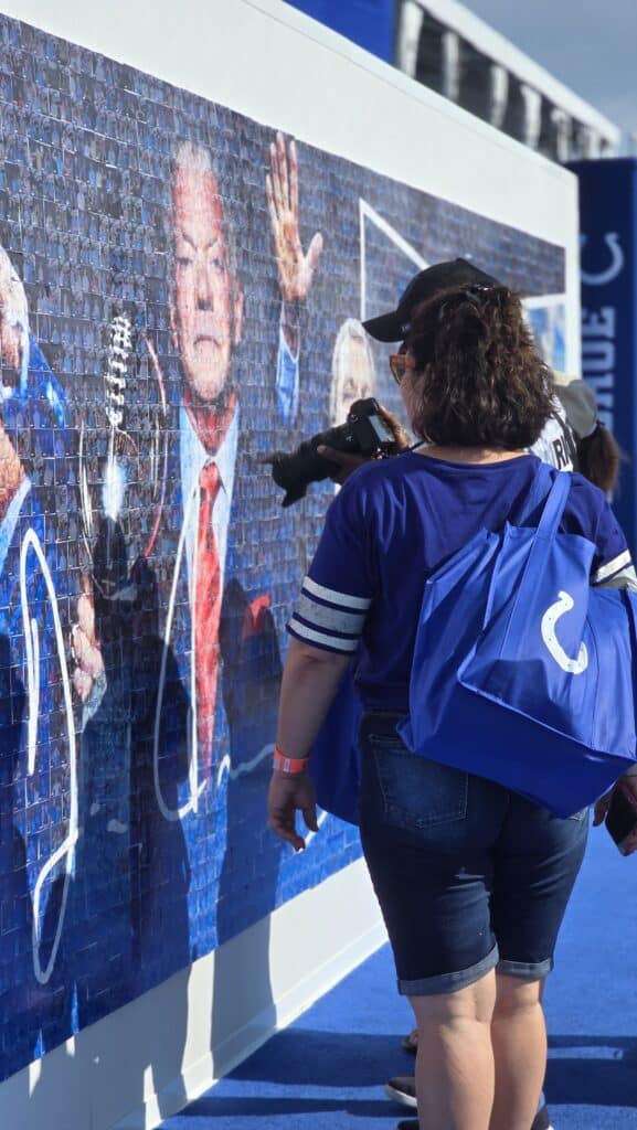 People in front of the finished Mosaic at Colts Training Camp 2025