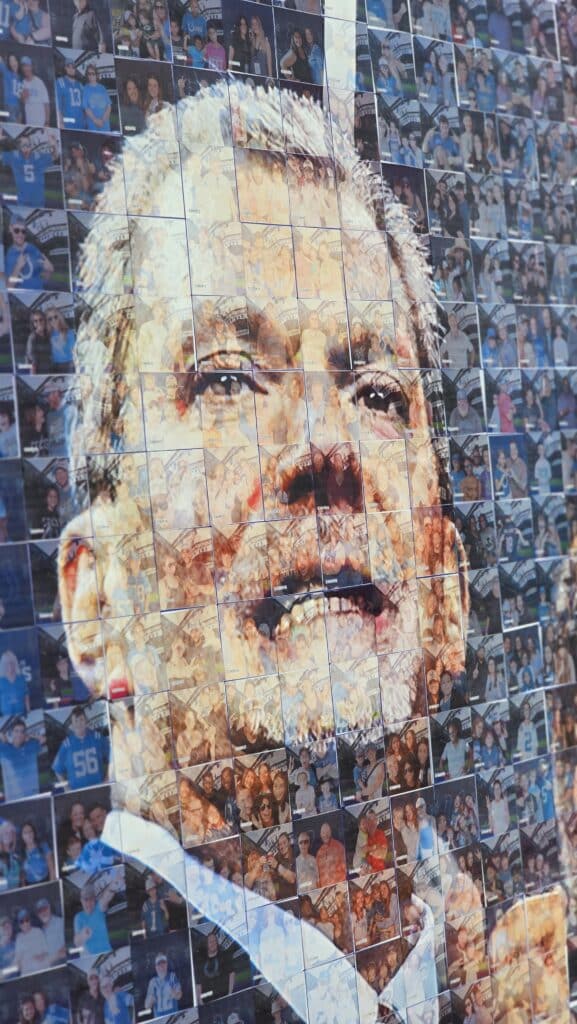 Photo of Jim Irsay Face being part of the mural mosaic