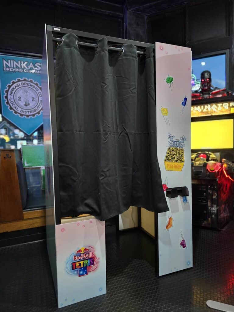 Vintage Eclosed Photo Booth with Red Bull Tetris wrap