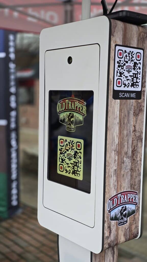Custom Trading card Photo Booth Showing QR code screen